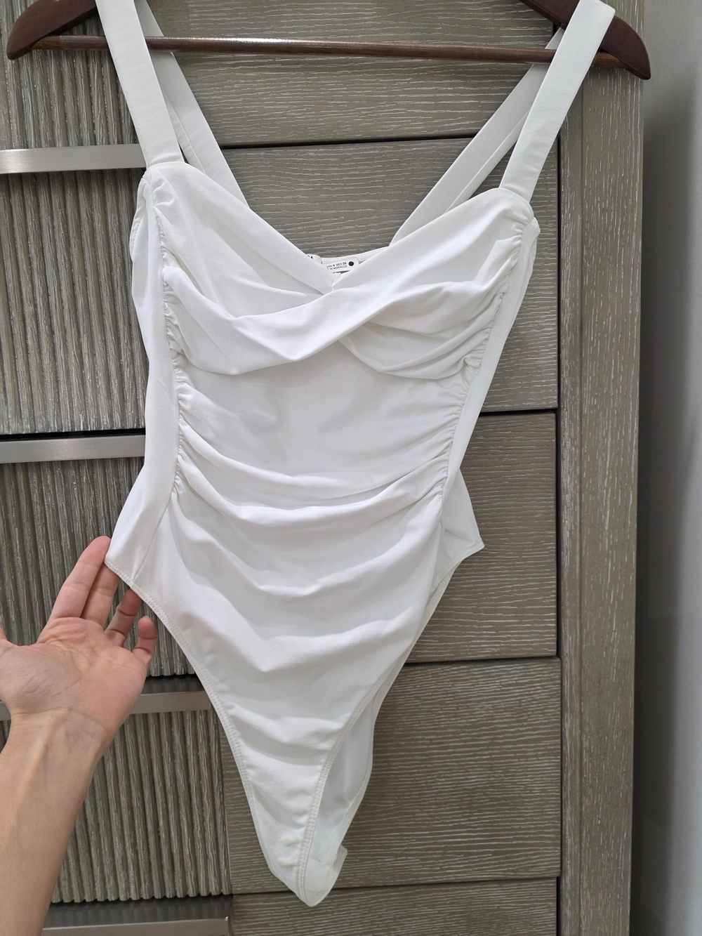 Zara White Ruched Bodysuit | Size Small
